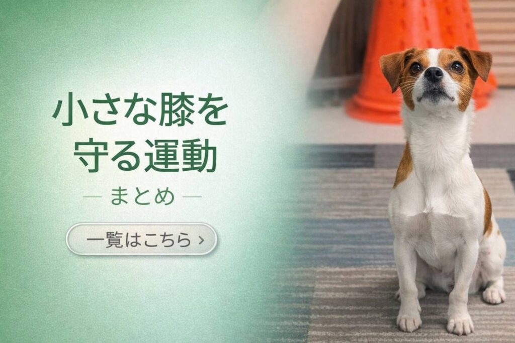 小型犬の膝を守るための運動をテーマにしたジャックラッセルテリアの様子