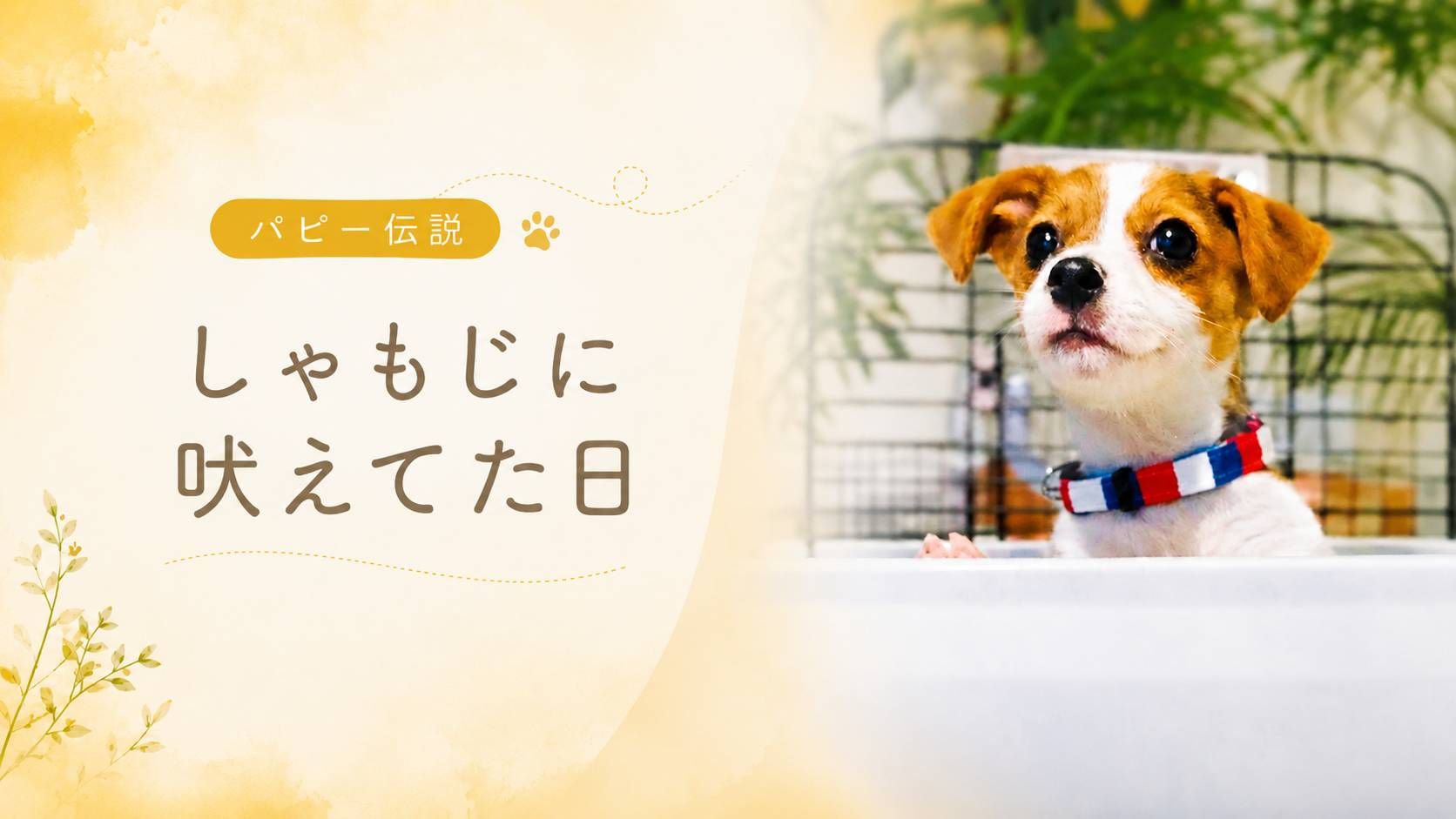 しゃもじに警戒して吠えるジャックラッセルテリアの子犬の様子